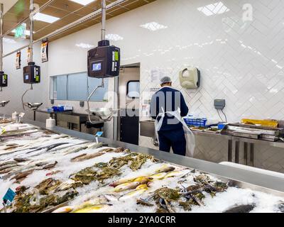 Poisson frais exposé dans une boutique à l'hypermarché Lulu. Doha, Qatar 10 octobre 2024 Banque D'Images