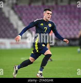 Tynecastle Park, Édimbourg, Royaume-Uni. 11 octobre 2024. Championnat des moins de 21 ans de l'UEFA Ecosse - Belgique Ecosse U21 Lennon Miller (Motherwell) crédit : eric mccowat/Alamy Live News Banque D'Images