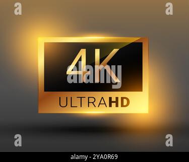 vecteur de conception d'icône de badge de résolution d'écran ultra hd doré 4k Illustration de Vecteur