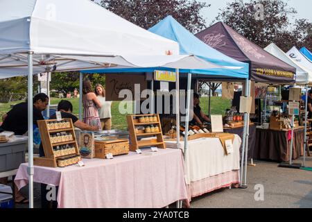 Le marché de Ganges sur Salt Spring Island, BC, Canada. Banque D'Images