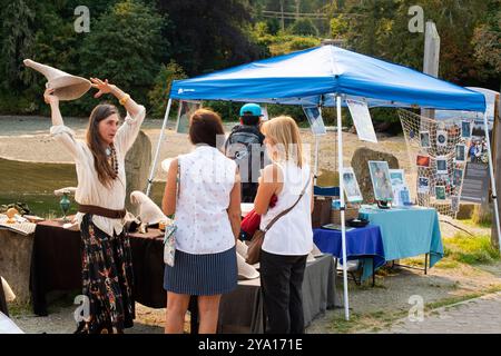 Le marché de Ganges sur Salt Spring Island, BC, Canada. Banque D'Images