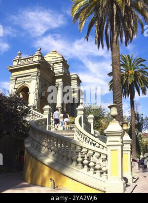 Escalier, monument, Santiago du Chili, Chili, Amérique du Sud Banque D'Images