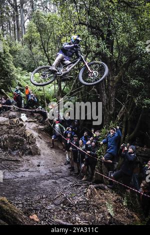 Maydena, AUSTRALIE, 23 FÉVRIER : Brook Macdonald de Nouvelle-Zélande pendant l'ensemencement dans Red Bull Hardline Tasmanie le 23 février 2024 à Maydena, Australi Banque D'Images