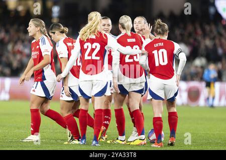 MELBOURNE, AUSTRALIE, 24 MAI : Arsenal Women FC célèbre le but d'Alessia Russo contre les A-League All Stars Women lors de la Global Football week Banque D'Images