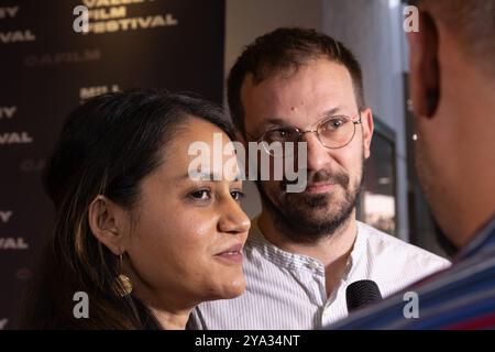 Le réalisateur Payal Kapadia et le producteur Thomas Hakim assistent à la projection de « All We Imagine as Light » lors du 47e Mill Valley film Festival au Smith Rafael film Center le 11 octobre 2024 à San Rafael, Californie. Photo : Picture Happy/imageSPACE pour MVFF crédit : Imagespace/Alamy Live News Banque D'Images