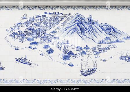 Île de Taipa à macao peinte sur des carreaux d'azulejo portugais Banque D'Images