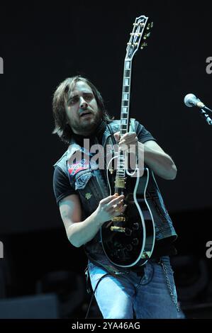 Udine Italie 19/05/2010 : Stefano Verderi guitariste du groupe de rock italien le Vibrazioni, lors du concert live au stade du Frioul Banque D'Images