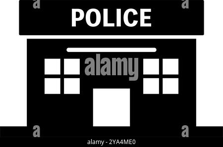 Icône de silhouette de poste de police. Vecteur modifiable. Illustration de Vecteur