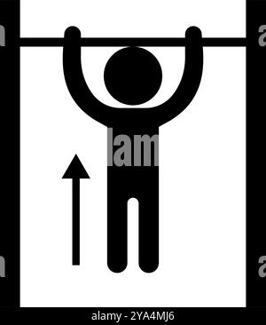 Personne effectuant une silhouette de pull-up. Personne faisant la silhouette mentonnière. Vecteur modifiable. Illustration de Vecteur