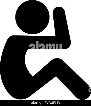 Icône silhouette d'entraînement des muscles abdominaux. Vecteur modifiable. Illustration de Vecteur