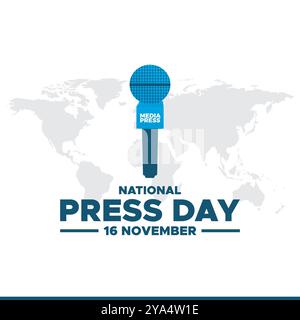 Vecteur Journée nationale de la presse, illustration. Conception d'affiches conceptuelles et de bannières pour la Journée nationale de la presse. Journée nationale de la presse LE 16 novembre. Illustration de Vecteur