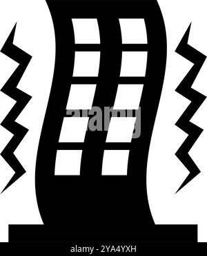 Icône de silhouette tremblante de tremblement de terre de bâtiment de tour. Vecteur modifiable. Illustration de Vecteur