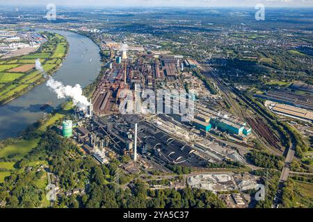 Luftbild, Hüttenwerke Krupp Mannesmann GmbH HKM am Fluss Rhein, Hüttenheim, Duisburg, Ruhrgebiet, Rhénanie-du-Nord-Westphalie, Deutschland, Duisburg-S ACHTUNGxMINDESTHONORARx60xEURO *** vue aérienne, Hüttenwerke Krupp Mannesmann GmbH HKM sur le Rhin, Hüttenheim, Duisburg, région de la Ruhr, Rhénanie du Nord-Westphalie, Allemagne, Duisburg S ACHTUNGxMINDESTHONORARx60xEURO Banque D'Images