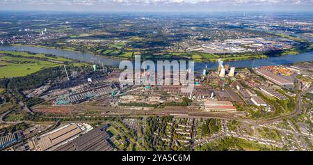 Luftbild, Hüttenwerke Krupp Mannesmann GmbH HKM am Fluss Rhein, Hüttenheim, Duisburg, Ruhrgebiet, Rhénanie-du-Nord-Westphalie, Deutschland, Duisburg-S ACHTUNGxMINDESTHONORARx60xEURO *** vue aérienne, Hüttenwerke Krupp Mannesmann GmbH HKM sur le Rhin, Hüttenheim, Duisburg, région de la Ruhr, Rhénanie du Nord-Westphalie, Allemagne, Duisburg S ACHTUNGxMINDESTHONORARx60xEURO Banque D'Images