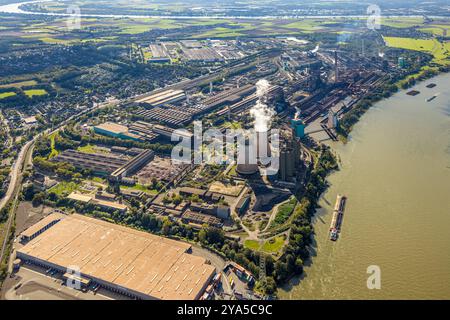 Luftbild, Hüttenwerke Krupp Mannesmann GmbH HKM am Fluss Rhein, Hüttenheim, Duisburg, Ruhrgebiet, Rhénanie-du-Nord-Westphalie, Deutschland, Duisburg-S ACHTUNGxMINDESTHONORARx60xEURO *** vue aérienne, Hüttenwerke Krupp Mannesmann GmbH HKM sur le Rhin, Hüttenheim, Duisburg, région de la Ruhr, Rhénanie du Nord-Westphalie, Allemagne, Duisburg S ACHTUNGxMINDESTHONORARx60xEURO Banque D'Images