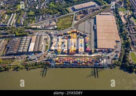 Luftbild, logport II zwei Container terminal am Fluss Rhein, Wanheim-Angerhausen, Duisburg, Ruhrgebiet, Rhénanie-du-Nord-Westphalie, Deutschland ACHTUNGxMINDESTHONORARx60xEURO *** vue aérienne, logport II deux terminaux à conteneurs sur le Rhin, Wanheim Angerhausen, Duisbourg, région de la Ruhr, Rhénanie du Nord-Westphalie, Allemagne ATTENTIONxMINDESTHONORARx60xEURO Banque D'Images