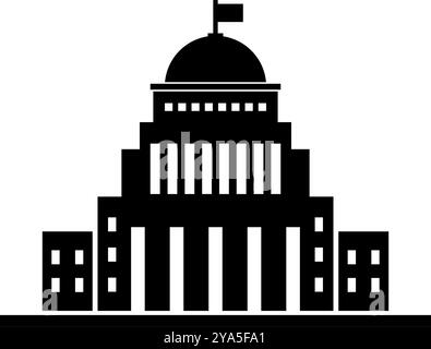 Icône de silhouette de bâtiment gouvernemental. Vecteur modifiable. Illustration de Vecteur