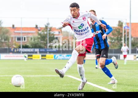 NOORDWIJK. 12-10-2024. Sportpark Duinwetering. Betnation Divisie. Dutch Tweede Divisie Football, saison 2024/2025. Match entre VV Noordwijk - ACV Assen. VV Noordwijk joueur Riley Reemnet. Crédit : Pro Shots/Alamy Live News Banque D'Images