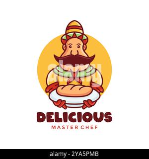 Mascot Chef logo Vintage Vector Design Template Illustration de Vecteur