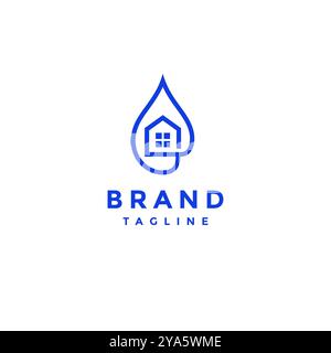 Icône d'accueil simple à l'intérieur de la conception de logo de symbole d'eau. Symbole de goutte d'eau avec design de logo d'icône de maison à l'intérieur. Illustration de Vecteur