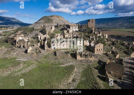 Village abandonné de l'ESE, Saragosse, Aragon, Espagne Banque D'Images