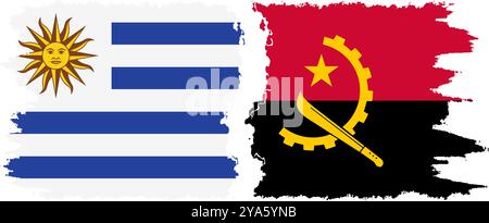 Angola et Uruguay grunge drapeaux connexion, vecteur Illustration de Vecteur