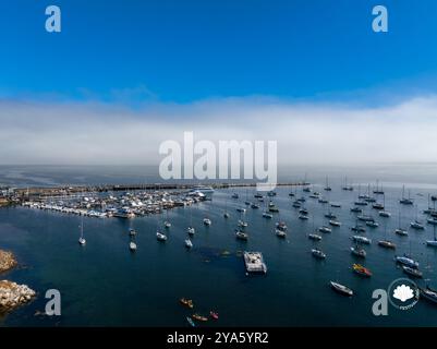 Vue aérienne de Marina avec voiliers et yachts dans la baie de Monterey Banque D'Images