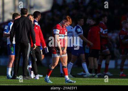 Gloucester, Royaume-Uni. 12 octobre 2024. Caolan Englefield de Gloucester réagit à la défaite de son équipe après le match Gallagher Premiership Gloucester Rugby vs Bath Rugby au Kingsholm Stadium, Gloucester, Royaume-Uni, le 12 octobre 2024 (photo par Gareth Evans/News images) à Gloucester, Royaume-Uni le 10/12/2024. (Photo de Gareth Evans/News images/SIPA USA) crédit : SIPA USA/Alamy Live News Banque D'Images