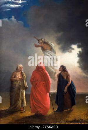 Trois sorcières Macbeth. Scène de Macbeth, de William Shakespeare, représentant la conjuration des sorcières d'une apparition dans l'acte IV, scène I. peinture de William Rimmer, années 1850 Banque D'Images