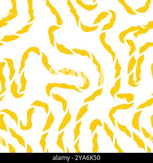 Motif abstrait sans couture avec des squiggles et des griffonnages. Lignes courbes tissées. L'encre chaotique gribouillonne la texture décorative. Griffonnages désordonnés, ondulés et bouclés l Illustration de Vecteur