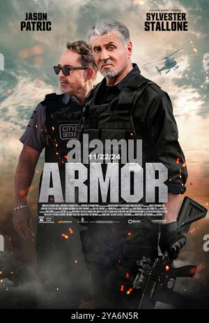 Armor (2024) réalisé par Justin Routt et mettant en vedette Sylvester Stallone, Jason Patric et Josh Wiggins. Un père et son fils travaillant comme gardes de sécurité pour une compagnie de camions blindés rencontrent une équipe de voleurs potentiels alors qu'ils se trouvent sur un pont. Ils se retrouvent piégés et doivent trouver un plan pour s'échapper et assurer leur survie. Affiche US One Sheet ***USAGE ÉDITORIAL SEULEMENT***. Crédit : BFA / Lionsgate Banque D'Images