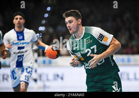 Goeppingen, Allemagne. 12 octobre 2024. Oskar Sunnefeldt (Frisch Auf Goeppingen, #27), Frisch Auf Goeppingen v. VFL Gummersbach, Handball, 1. Bundesliga, 6. Spieltag, 2024/2025, 12.10.24, Eibner-Pressefoto/Andreas Ulmer crédit : dpa/Alamy Live News Banque D'Images