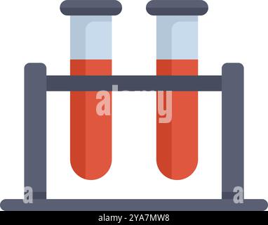 Cette illustration vectorielle présente deux tubes à essai médicaux contenant des échantillons de sang, parfaits pour présenter des concepts scientifiques ou médicaux Illustration de Vecteur