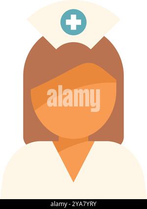 Simple icône de style plat d'une infirmière portant un uniforme blanc et chapeau traditionnel, avatar professionnel de la santé Illustration de Vecteur