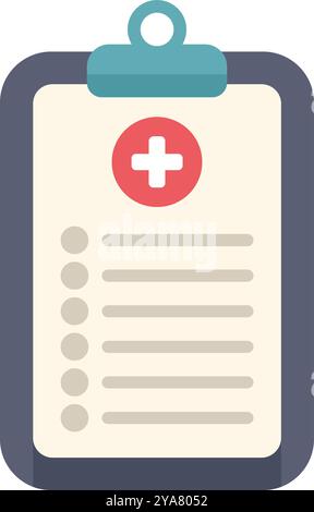 Presse-papiers médical avec liste de contrôle et symbole de croix rouge représentant les soins de santé et les services médicaux Illustration de Vecteur