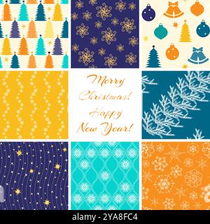 Collection de 8 motifs de Noël sans couture Illustration de Vecteur