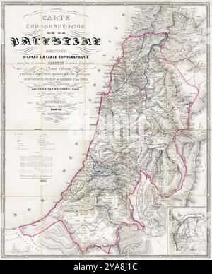 1847 Jean van de Cotte carte de la Palestine - langue belge Banque D'Images