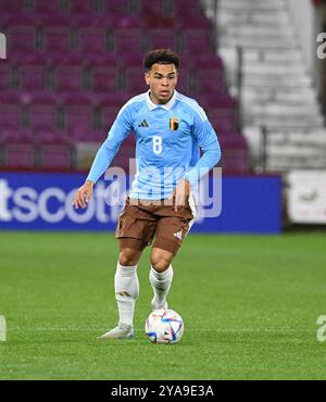 Tynecastle Park, Édimbourg, Royaume-Uni. 11 octobre 2024. Championnat des moins de 21 ans de l'UEFA Ecosse - Belgique Mario Stroeykens of Belgium Under 21s Credit : eric mccowat/Alamy Live News Banque D'Images