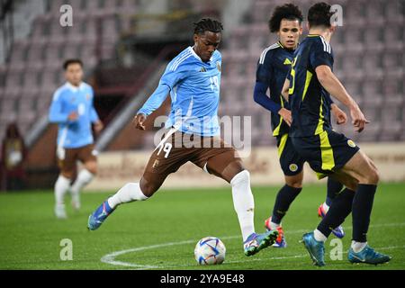 Tynecastle Park, Édimbourg, Royaume-Uni. 11 octobre 2024. Championnat des moins de 21 ans de l'UEFA Ecosse - Belgique Youssuf Sylla de Belgique des moins de 21 ans crédit : eric mccowat/Alamy Live News Banque D'Images