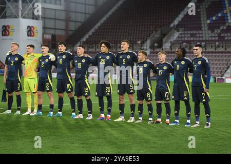 Tynecastle Park, Édimbourg, Royaume-Uni. 11 octobre 2024. Championnat des moins de 21 ans de l'UEFA Ecosse - Belgique Ecosse U21Team Credit : eric mccowat/Alamy Live News Banque D'Images