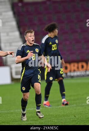 Tynecastle Park, Édimbourg, Royaume-Uni. 11 octobre 2024. Championnat des moins de 21 ans de l'UEFA Ecosse - Belgique Connor Barron of Scotland Under 21s Credit : eric mccowat/Alamy Live News Banque D'Images