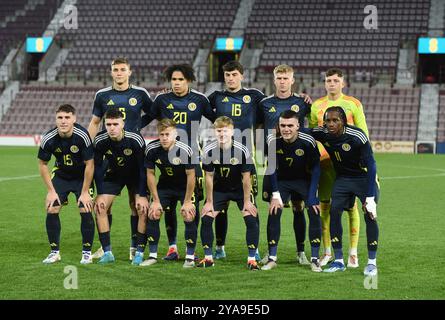 Tynecastle Park, Édimbourg, Royaume-Uni. 11 octobre 2024. Championnat des moins de 21 ans de l'UEFA Ecosse - Belgique Ecosse U21Team Credit : eric mccowat/Alamy Live News Banque D'Images