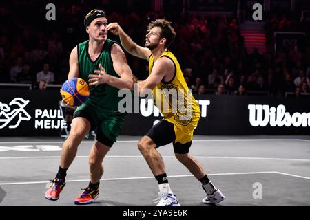 Amsterdam, pays-Bas. 12 octobre 2024. AMSTERDAM, PAYS-BAS - 12 OCTOBRE : Jan Driessen - Amsterdam lors du match FIBA 3x3 World Tour Amsterdam 2024 entre Amsterdam et Dusseldorf au Gasthouder le 12 octobre 2024 à Amsterdam, pays-Bas. (Photo de Edwin J.H. de Vries/Orange Pictures) crédit : Orange pics BV/Alamy Live News Banque D'Images