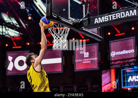 Amsterdam, pays-Bas. 12 octobre 2024. AMSTERDAM, PAYS-BAS - 12 OCTOBRE : Jan Driessen - Amsterdam lors du match FIBA 3x3 World Tour Amsterdam 2024 entre Amsterdam et Dusseldorf au Gasthouder le 12 octobre 2024 à Amsterdam, pays-Bas. (Photo de Edwin J.H. de Vries/Orange Pictures) crédit : Orange pics BV/Alamy Live News Banque D'Images