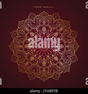 Design mandala décoratif de luxe en couleur or Illustration de Vecteur