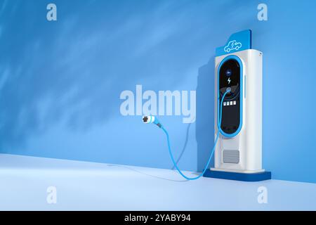 3d rendu ev stations de charge ou station de recharge de véhicule électrique avec connecteur out Banque D'Images