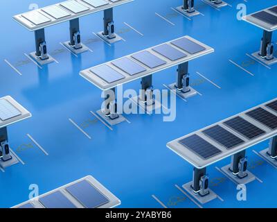 groupe de rendu 3d de stations de recharge ev ou de stations de recharge de véhicules électriques avec toit solaire Banque D'Images