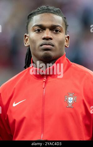 Varsovie, Pologne. 13 octobre 2024. Rafael Leao du Portugal lors du match UEFA Nations League, League A, Groupe A1 entre la Pologne et le Portugal au stade national PGE de Varsovie, Pologne, le 12 octobre 2024 (photo par Andrew Surma/ Credit : Sipa USA/Alamy Live News Banque D'Images