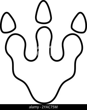 Icône de pas de dinosaure noir et blanc de vecteur. Illustration de ligne d'empreinte de pied de dinosaure pour les enfants. Clipart drôle d'empreinte animale ancienne pour les enfants isola Illustration de Vecteur