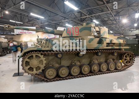 Panzer 4 allemand WW2 exposé au musée des chars de Bovington. Octobre 2024. Banque D'Images